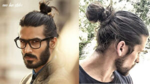 Man with hair bun style