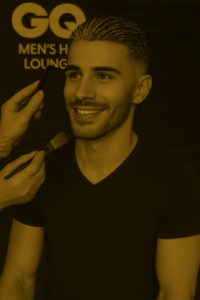 Keratin treatment process at GQ Men's Hair Lounge.