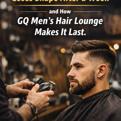 Professional barber giving a men’s haircut at GQ Men’s Hair Lounge in Dubai